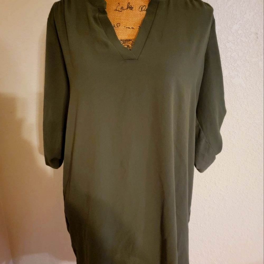 Olive Green Sheer Material L Top